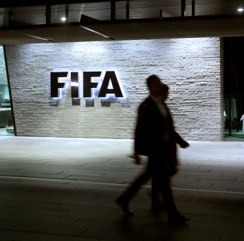 FIFA's logo is seen at its headquarters in Zurich, Switzerland September 30, 2020. REUTERS/Arnd Wiegmann/Files